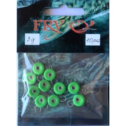 Вантаж вухатий для риболовлі, таблетка (ексцентрик) колір Silvereyes Green Apple, 10шт в уп., вага 3г